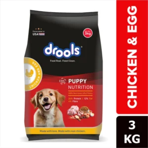 Drools Chicken and Egg Puppy Dry Food 3kgs (Free 4pcs of Chicken Chunks in Gravy Puppy 60gm)