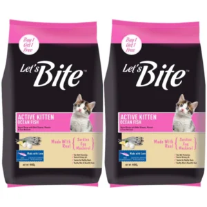 Let's Bite Active Kitten Ocean Fish Dry Cat Food 400gm (Buy 1 Get 1 Free)