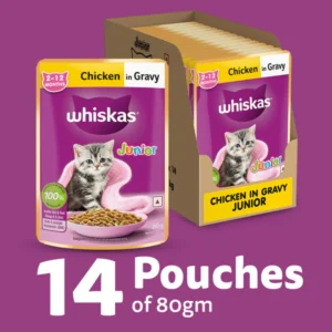 Whiskas Chicken in Gravy Junior 80gm (pack of 14)