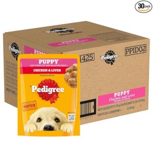 Pedigree Puppy with chicken and liver chunks in Gravy 70gm (pack of 30)