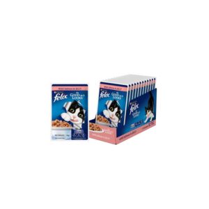 Purina Felix Salmon with Jelly Adult Cat Wet Food 85gm (Pack of 12)