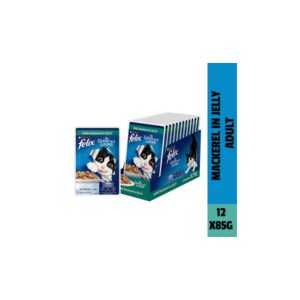Purina Felix Mackeral with Jelly Adult Cat Wet Food 85gm (Pack of 12)