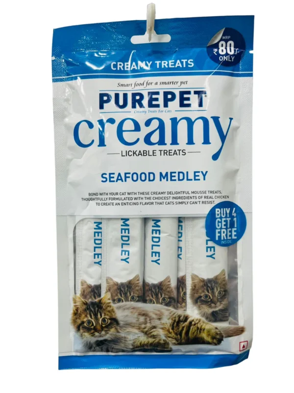 Purepet Creamy Treats Seafood Medley 75gm (Buy 4 Get 1 Free)