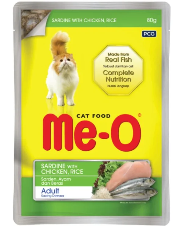 Meo Sardine With Chicken And Rice Adult 80gm (pack of 12)