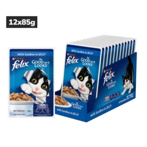 Purina Felix Sardine with Jelly Adult Cat Wet Food 85gm (Pack of 12)