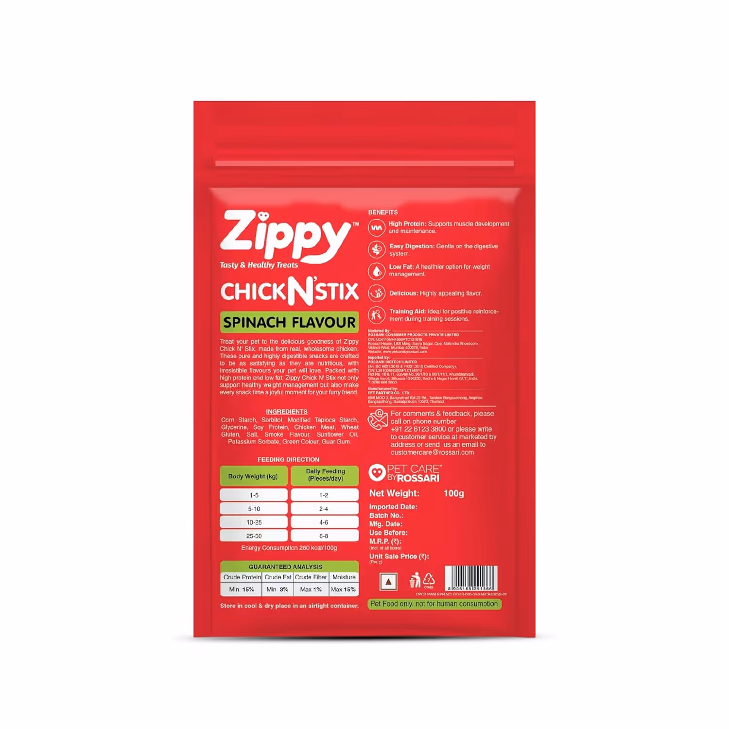 Zippy Chick N' Stix Sticks for Dog Spinach 100g - Image 2