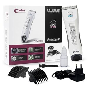 Codos CP-9600 Professional LCD Screen Pet Dog/Cat Clipper Electrical Grooming Hair Trimmer Rechargeable Haircut Machine (CP-9600)